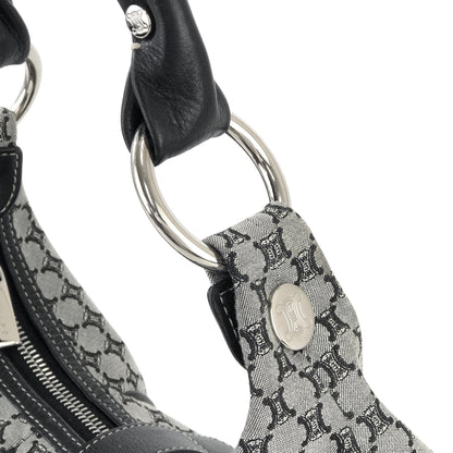 CELINE Macadam Fabric Hobobag Handbag Black Vintage Old CELINE ghyyp7