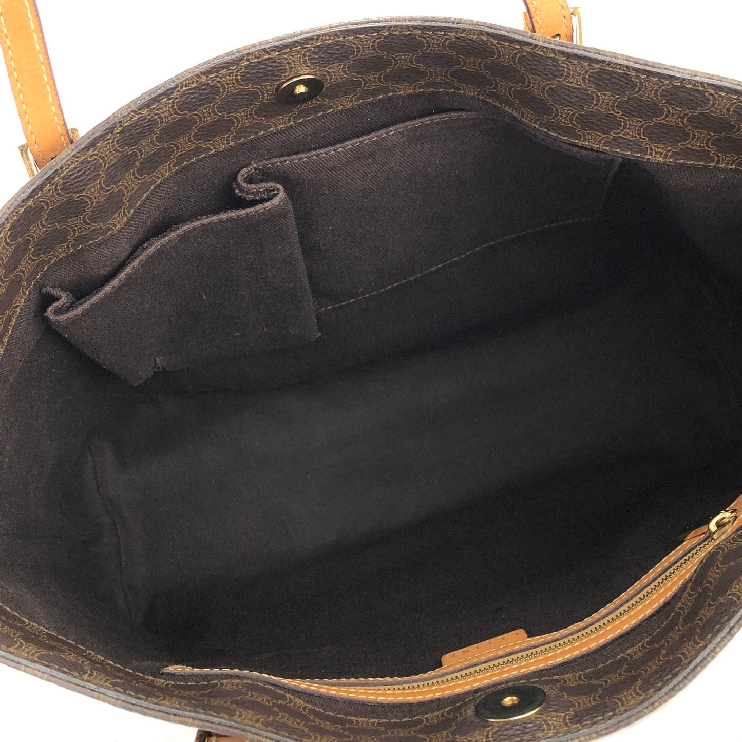 Celine Macadam Blason Embossed PVC Leather Tote bag Brown Vintage Old w3yr7h