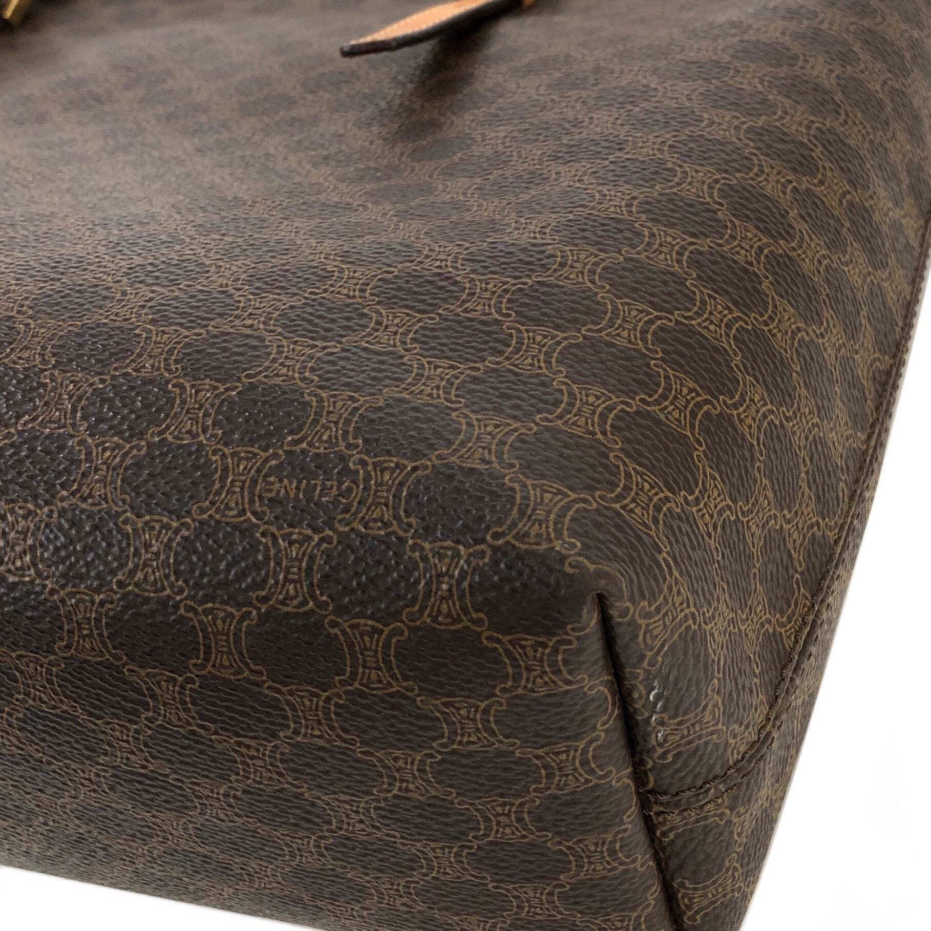 CELINE Tote Bag MC96 Macadam pattern vintage PVC/leather black Brown W –