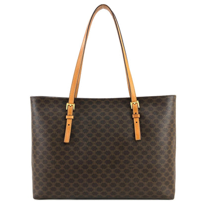 Celine Macadam Blason Embossed PVC Leather Tote bag Brown Vintage Old w3yr7h