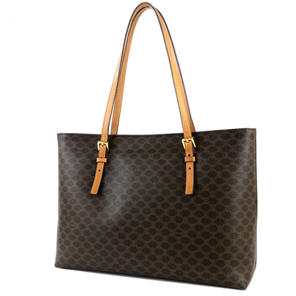 Celine Macadam Blason Embossed PVC Leather Tote bag Brown Vintage Old w3yr7h