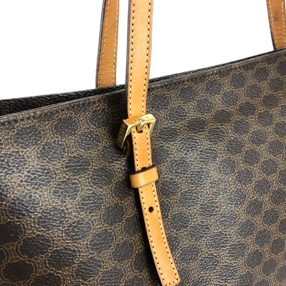 Celine Macadam Blason Embossed PVC Leather Tote bag Brown Vintage Old w3yr7h