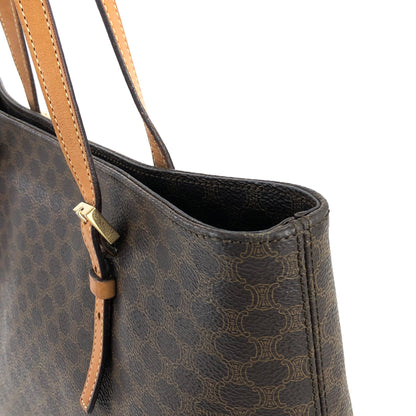 Celine Macadam Blason Embossed PVC Leather Tote bag Brown Vintage Old w3yr7h
