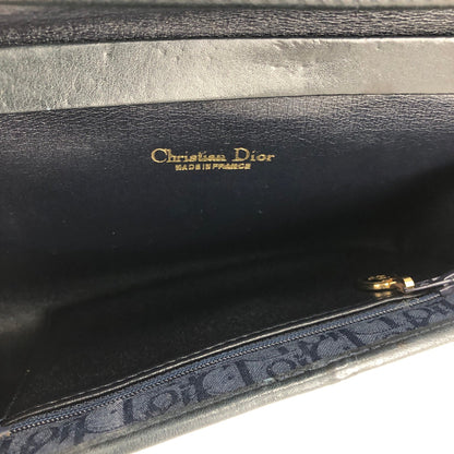 Christian Dior Logo Trotter 提花鏈斜背包 海軍藍 復古 舊款 vdbnun