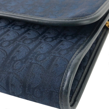 Christian Dior Logo Trotter 提花鏈斜背包 海軍藍 復古 舊款 vdbnun