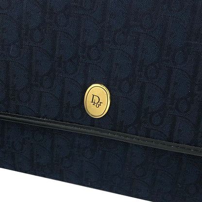 Christian Dior Logo Trotter 提花鏈斜背包 海軍藍 復古 舊款 vdbnun