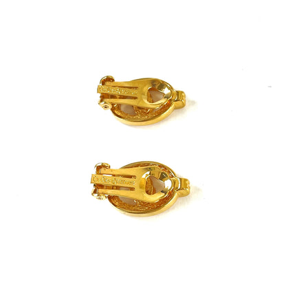 Christian Dior CD stone oval earrings gold vintage old upatwp