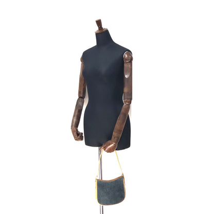 CELINE C Macadam 絨面革手提包 Hobobag 肩包海軍藍駝色 Old Celine Vintage cf3mff