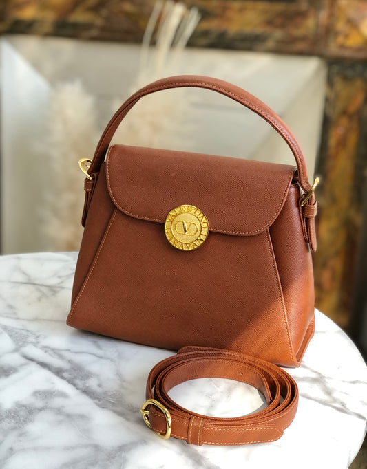 VALENTINO GARAVANI Logo Handbag Shoulder bag Brown Vintage Old cidenm