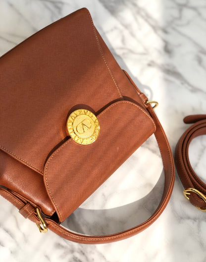 VALENTINO GARAVANI Logo Handbag Shoulder bag Brown Vintage Old cidenm