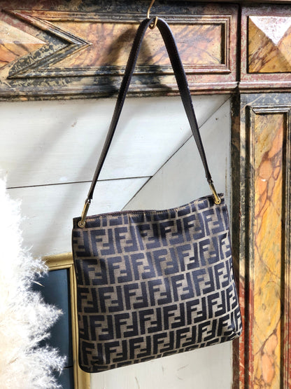 FENDI Zucca Jacquard Totebag Hobobag Brown Old Vintage wieds3