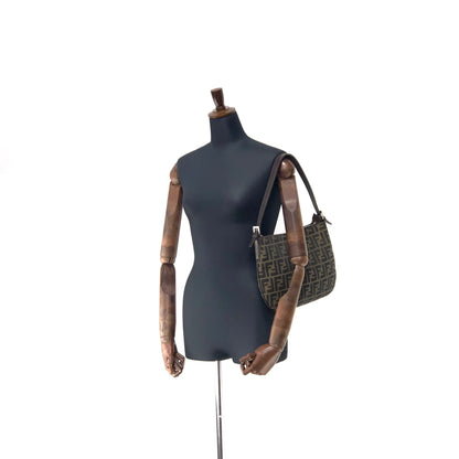 FENDI Zucca Jacquard Hobo Handbag Brown Vintage Old njzazc