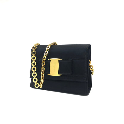 Salvatore Ferragamo Vala 鏈條小號肩背包 黑色 復古 舊款 u86jac
