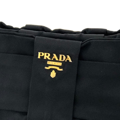 PRADA Logo Ribbon Chain Nylon Handbag Black vintage old x4bpts