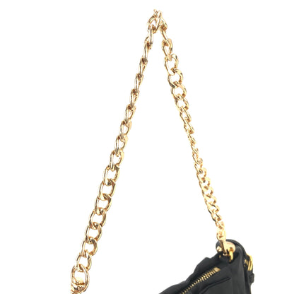 PRADA Logo Ribbon Chain Nylon Handbag Black vintage old x4bpts