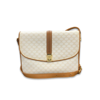 CELINE Macadam Blason Shoulder bag  White Old CELINE Vintage hd78ur