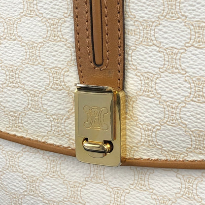 CELINE Macadam Blason Shoulder bag  White Old CELINE Vintage hd78ur