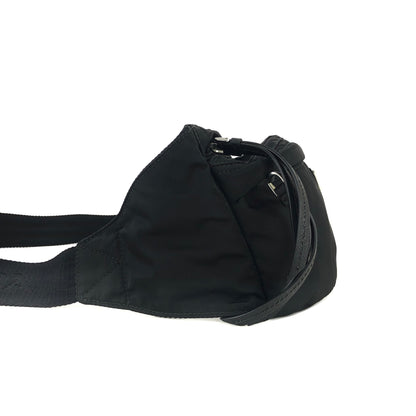 Prada Logo Plate Front Pocket Nylon sling bag Waist bag Shoulder bag Black Vintage cz3wj5
