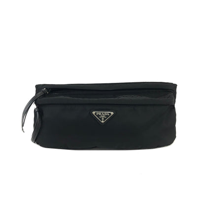 Prada Logo Plate Front Pocket Nylon sling bag Waist bag Shoulder bag Black Vintage cz3wj5