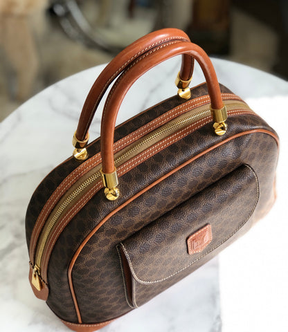 CELINE Macadam 前袋手提包 Bugatti 包棕色復古舊 Celine chvz35