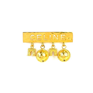 CELINE Triumphal Arch Star Ball Logo Antique Brooch Gold Old Celine Vintage v3g2je