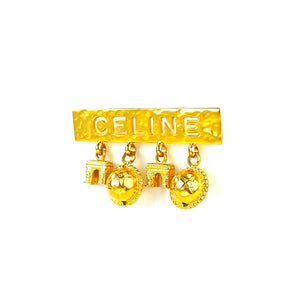 CELINE Triumphal Arch Star Ball Logo Antique Brooch Gold Old Celine Vintage v3g2je