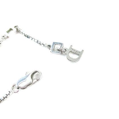 Christian Dior Plate Dog tag Necklace Silver Vintage Old vby7ib