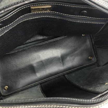 Christian Dior CD Stitch Handbag mini Boston bag Leather emboss Black v6n86k