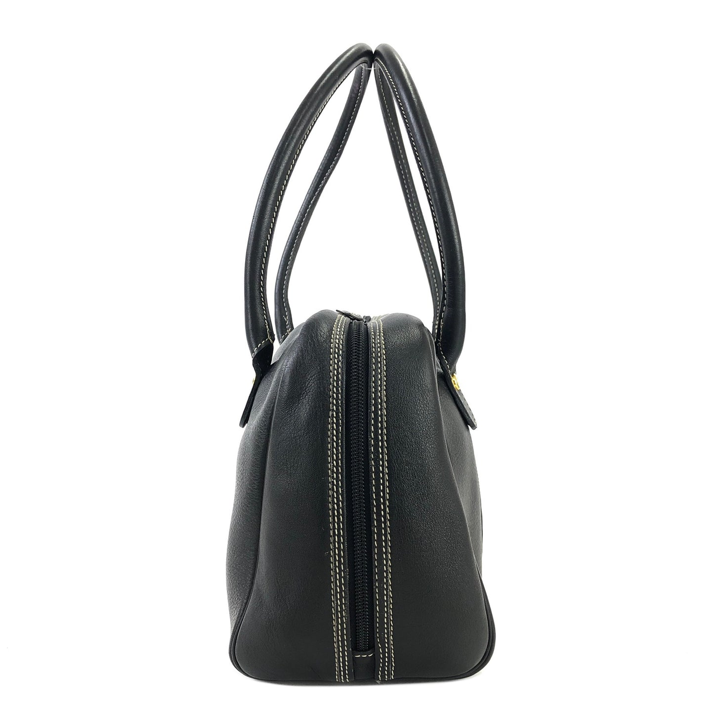 Christian Dior CD Stitch Handbag mini Boston bag Leather emboss Black v6n86k