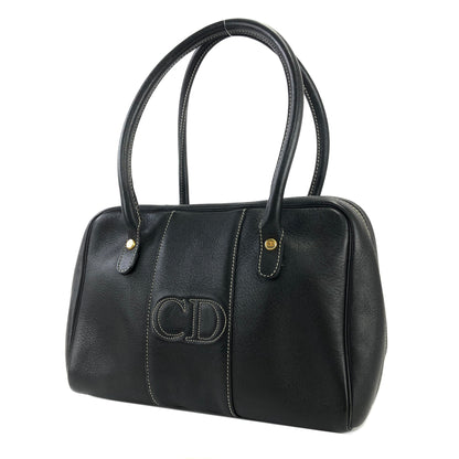 Christian Dior CD Stitch Handbag mini Boston bag Leather emboss Black v6n86k