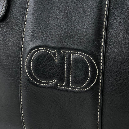 Christian Dior CD Stitch Handbag mini Boston bag Leather emboss Black v6n86k