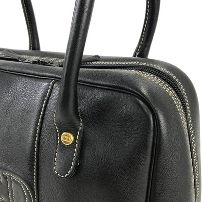 Christian Dior CD Stitch Handbag mini Boston bag Leather emboss Black v6n86k