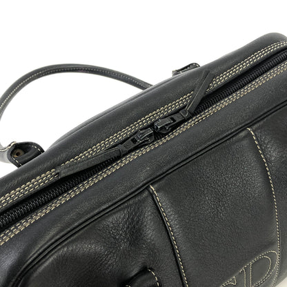 Christian Dior CD Stitch Handbag mini Boston bag Leather emboss Black v6n86k