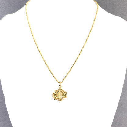 Christian Dior emblem motif necklace gold vintage old tditpk