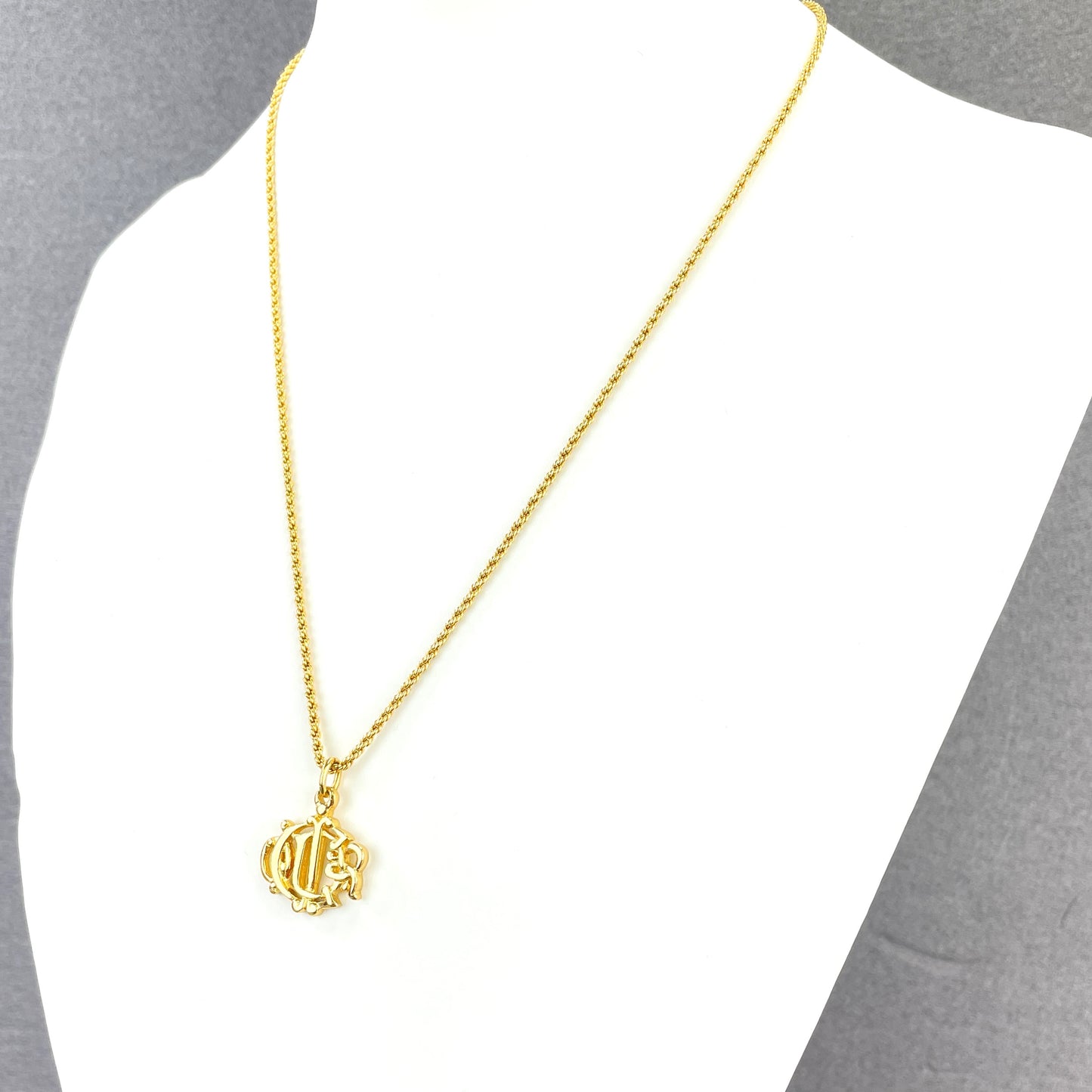 Christian Dior emblem motif necklace gold vintage old tditpk