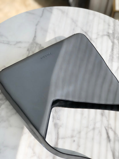 PRADA Leather Asymmetry Shoulder bag Gray Vintage Old axd7ri