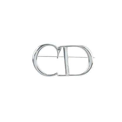 Christian Dior CD Logo Brooch Silver Vintage old yvcte2