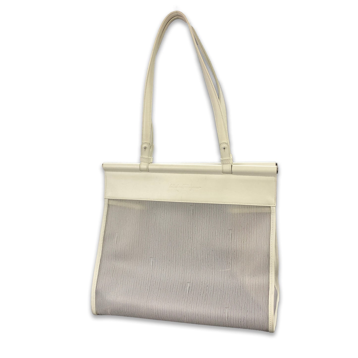 Salvatore Ferragamo Logo emboss Clear bag Shoulder bag Tote bag White Vintage Old rwnbrc