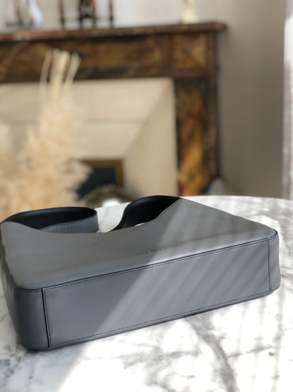 PRADA Leather Asymmetry Shoulder bag Gray Vintage Old axd7ri