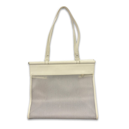 Salvatore Ferragamo 標誌浮雕透明包肩背包手提包白色復古舊 rwnbrc