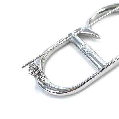 Christian Dior CD Logo Brooch Silver Vintage old yvcte2