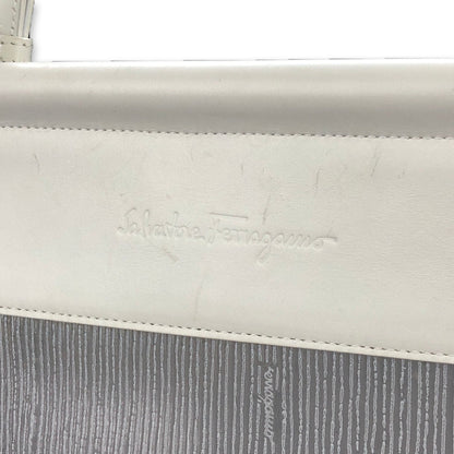 Salvatore Ferragamo 標誌浮雕透明包肩背包手提包白色復古舊 rwnbrc