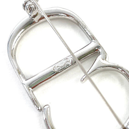 Christian Dior CD Logo Brooch Silver Vintage old yvcte2