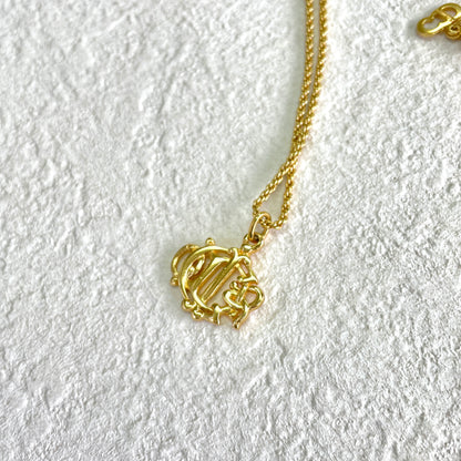 Christian Dior emblem motif necklace gold vintage old tditpk