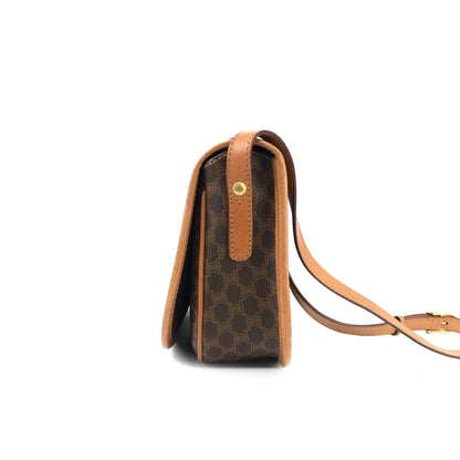 CELINE Macadam Flap Buckle Crossbody Shoulder bag Brown Vintage Old Celine 3m2bpx