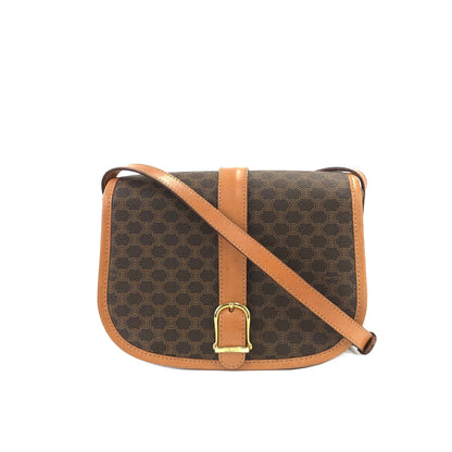 CELINE Macadam Flap Buckle Crossbody Shoulder bag Brown Vintage Old Celine 3m2bpx
