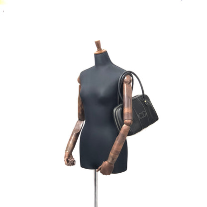 Christian Dior CD Stitch Handbag mini Boston bag Leather emboss Black v6n86k