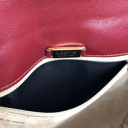 LOEWE logo embossed leather antique metal fittings shoulder bag wine red vintage old u24yeh