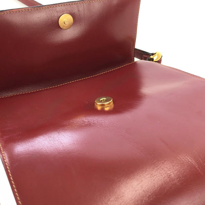 LOEWE logo embossed leather antique metal fittings shoulder bag wine red vintage old u24yeh