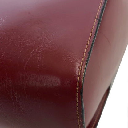 LOEWE logo embossed leather antique metal fittings shoulder bag wine red vintage old u24yeh